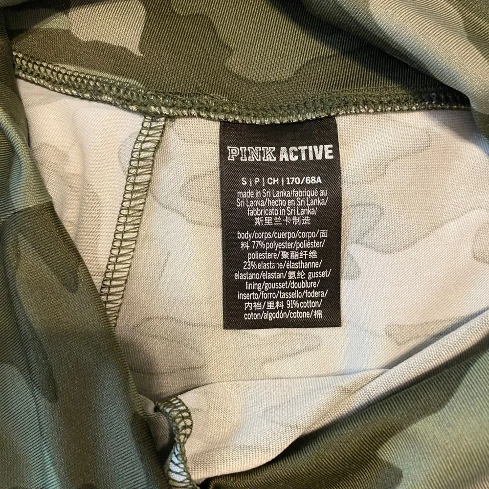 Pink Victoria's Secret Active Camo Biker Shorts Green Camouflage High Waist S